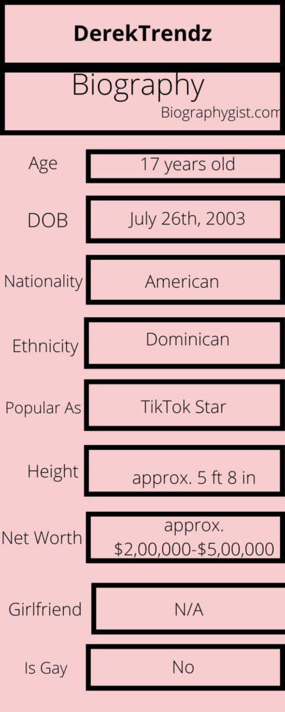 DerekTrendz Biography Infographic